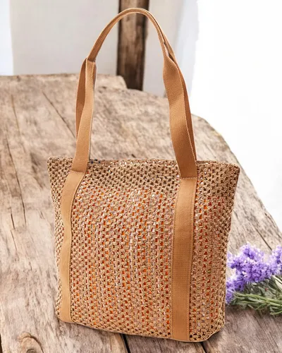 Royalfashion Grand sac d'été en paille pour femmes