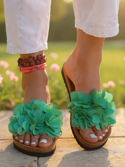 Royalfashion Claquettes pour femmes avec fleurs Flora Soft