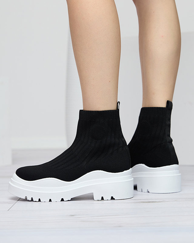 Bottines pour femme sur semelle plus épaisse en noir et blanc Korlico - Footwear