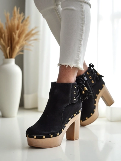 Royalfashion Bottines pour femmes à talon bloc Bezollos