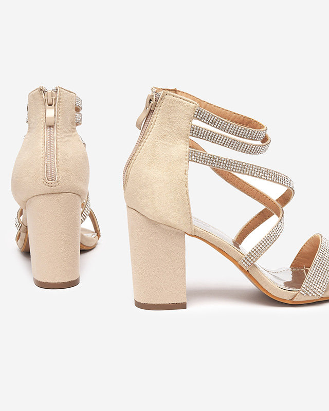 OUTLET Sandales pour femmes beiges sur tige avec bandes en zircons Nitorsi - Footwear
