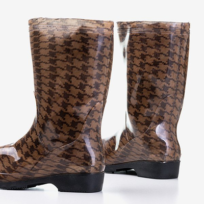 Bottes de pluie pied-de-poule marron Lande - Footwear