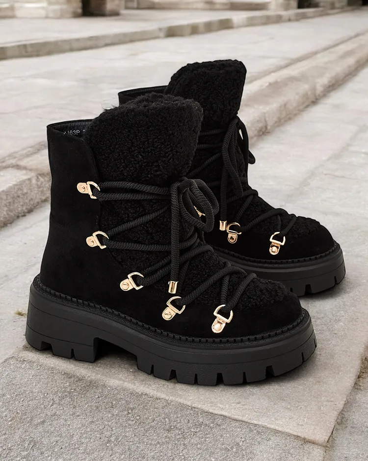 Royalfashion Bottes de neige Lozin à lacets pour femme