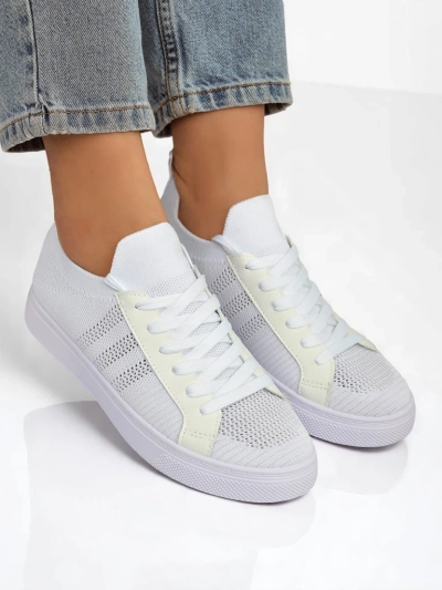 Aurelio Baskets Blanches en Tissu et Cuir Écologique sur Plateforme Plate de 2,5 cm