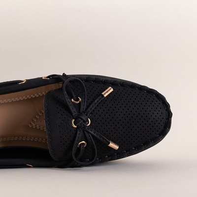 OUTLET Mocassins ajourés femme noirs avec nœud Donatela - Footwear