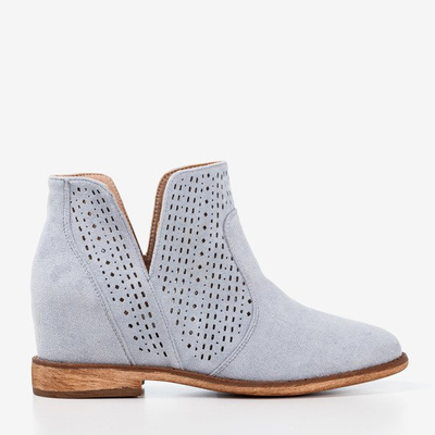 Bottes bleu clair sur un talon compensé recouvert de bottes de cowboy Besis - Chaussures 1