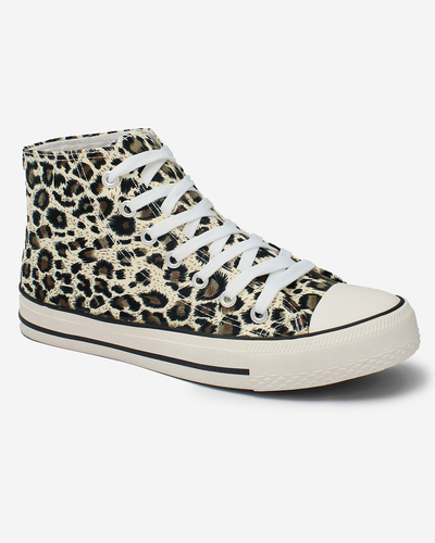 Royalfashion Baskets montantes beige et marron pour femme avec motif tendance Jungle Jive