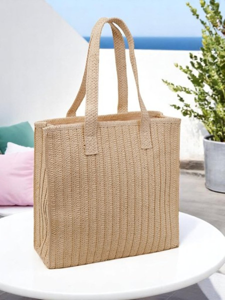 Royalfashion Grand sac à main en paille pour femme Naturel Sunner