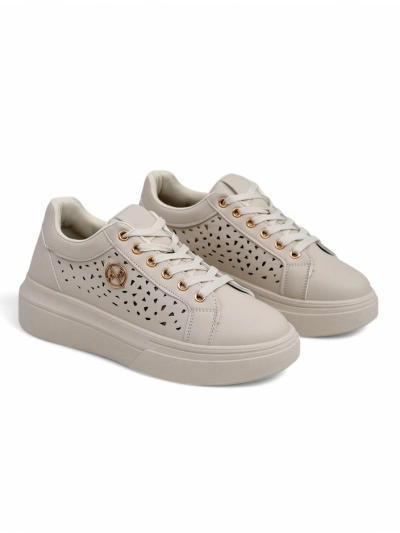 Baskets pour femmes Callista beige cuir écologique printemps talon plat