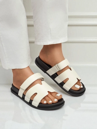 Royalfashion Pantoufles pour femmes en cuir écologique ReppiFlex