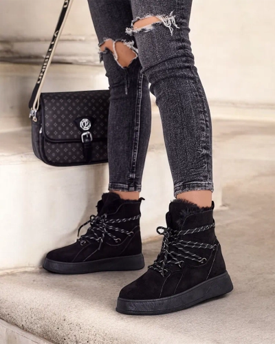 Royalfashion Bottes de neige à lacets pour femmes Mommer