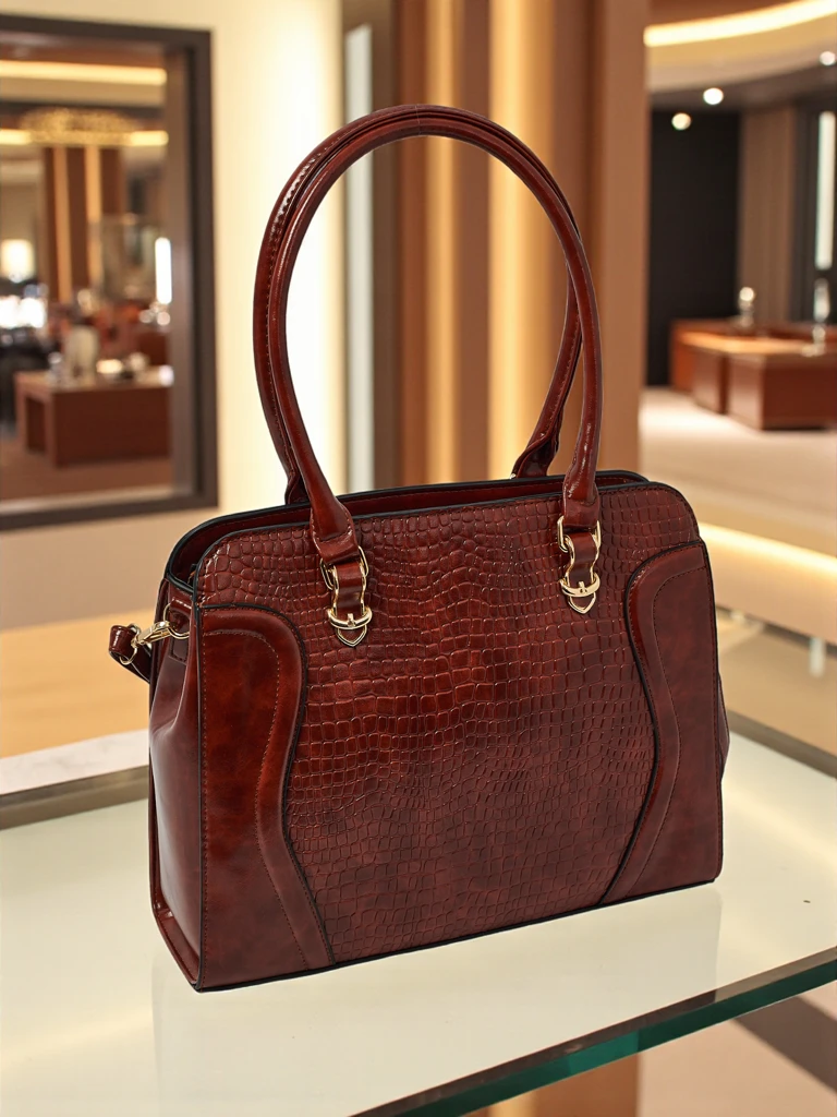 Sac à main shopper en cuir écologique gaufré Iron Lace