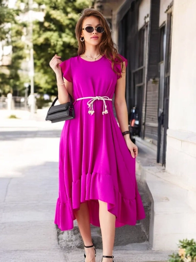Robe midi pour femmes Royalfashion avec volants et manches courtes