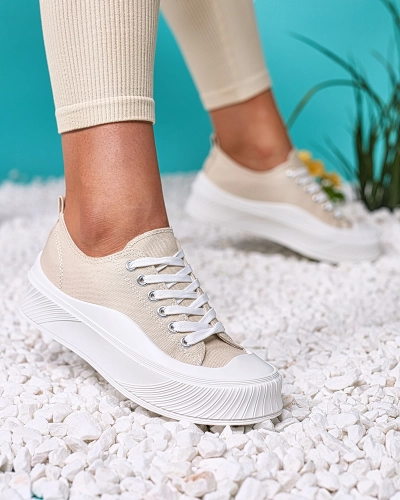 OUTLET Royalfashion Baskets de sport beige à plateforme Luceri