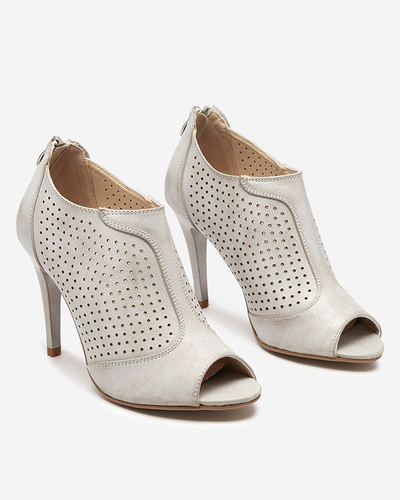 OUTLET Sandales femme grises ajourées à talon haut Somigo - Souliers