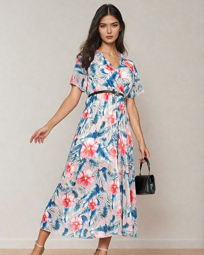 Royalfashion Robe midi plissée à motif floral pour femme