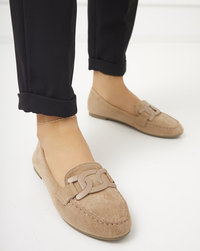 Mocassins femme en éco-daim beige Reiaka - Chaussures