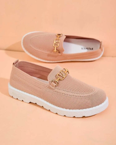 Royalfashion Mocassins en tissu pour femme avec ornementation dorée Erticae