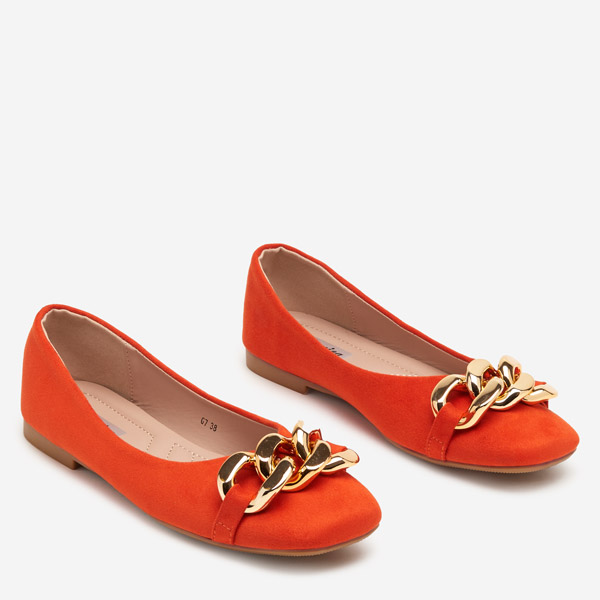 OUTLET Ballerines femme orange décor Caviene - Chaussures