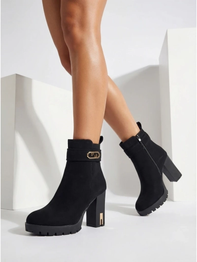 Bottines femme en éco-daim à talon bloc Tovia