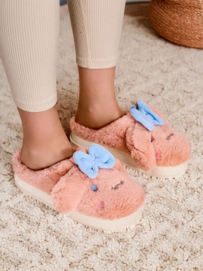 Chaussons en fourrure pour femmes Royalfashion avec un nœud Savos
