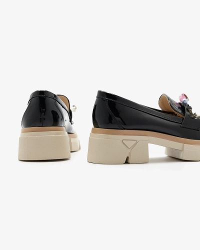 Livia Elegante - Mocassins Noirs Luxueux à Talons Plats
