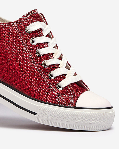 Baskets rouges pour femmes sur une ancre cachée avec fil brillant Seggat- Footwear
