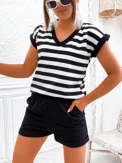 Royalfashion Ensemble femme en coton rayé