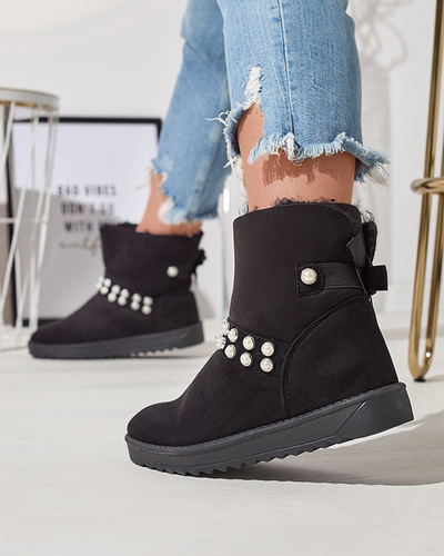 Bottes de neige femme noires à ruban Himini - Chaussures