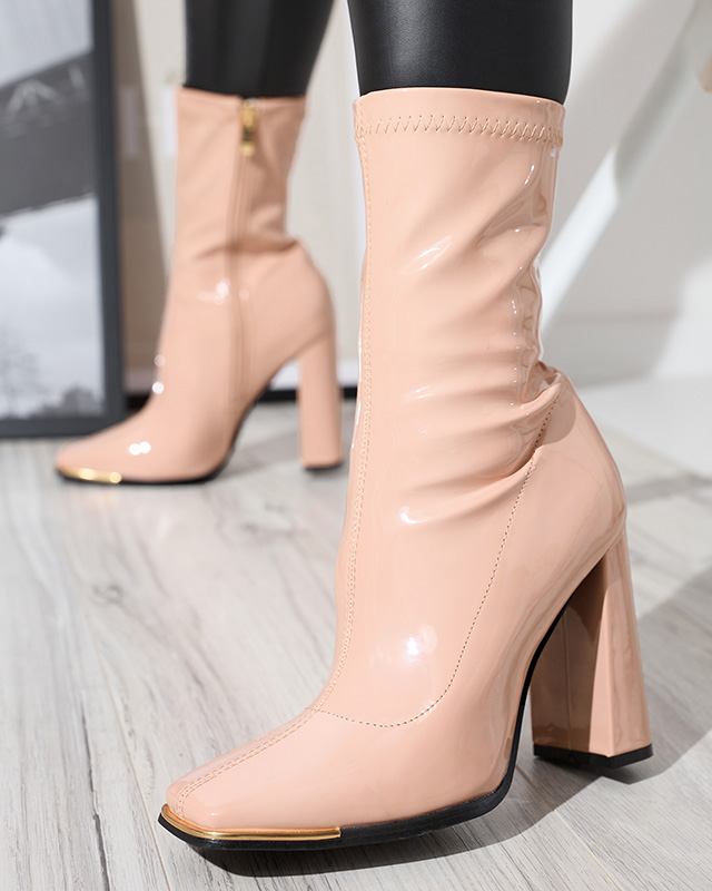 Bottes laquées rose clair pour femmes sur le poteau Rekila - Footwear