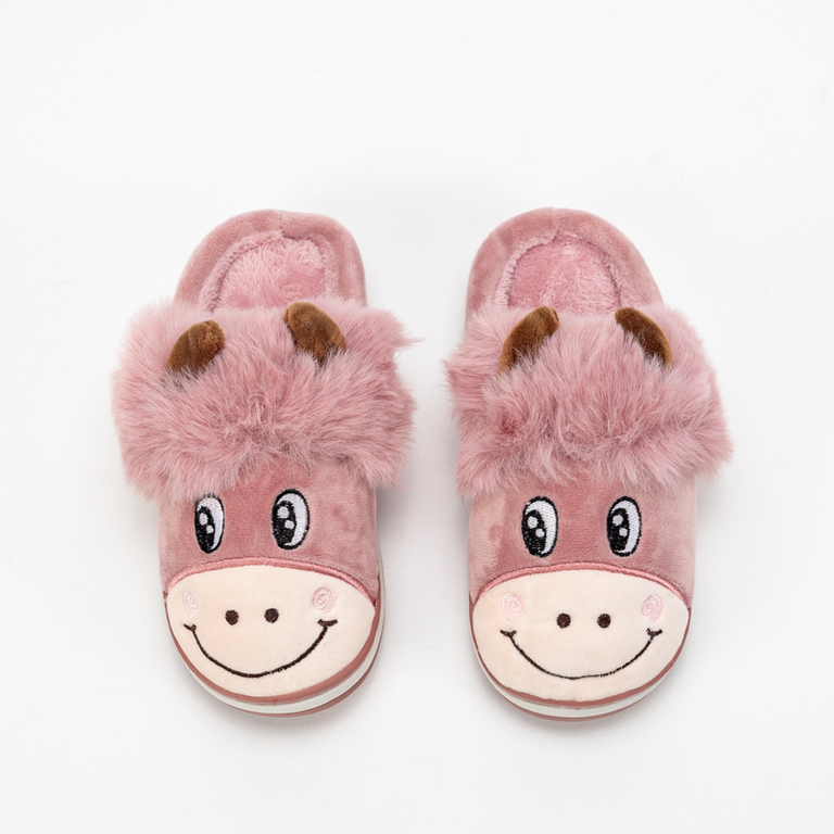 Chaussons bébé taureau rose Animmes - chaussures