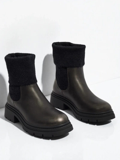 Bottines pour femmes en cuir écologique avec fourrure Kesy
