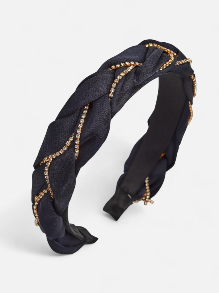 Royalfashion Serre-tête tressé orné de zircons