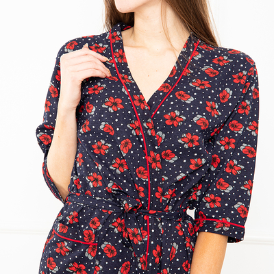 Peignoir femme en coton à fleurs - Vêtements