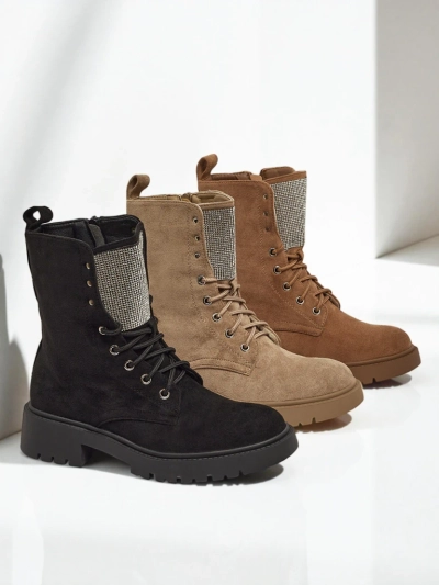 Bottines lacées en suède écologique pour femmes Ferlyne