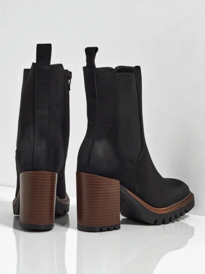 Bottines femme en éco-daim à talon bloc Soreya