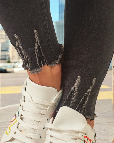 Royalfashion Jean fuselé en coton pour femme