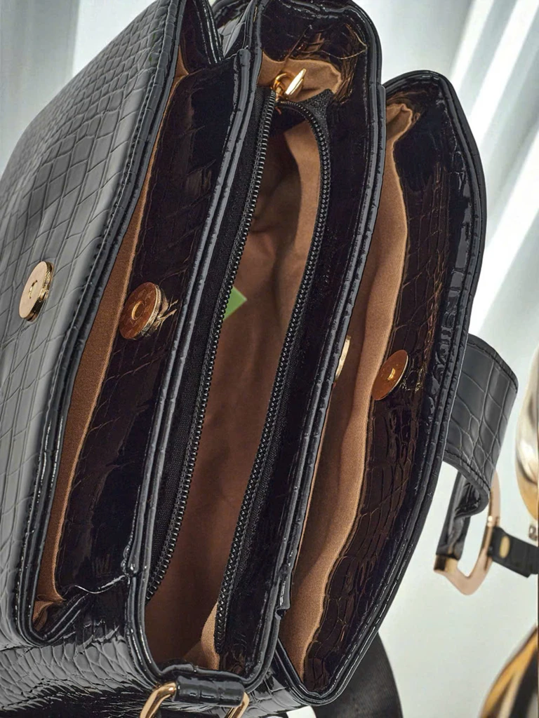 Petit sac à main verni pour femme en cuir écologique Gilded Night