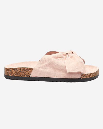 OUTLET Chaussons femme rose clair en éco-daim avec nœud Xeria - Footwear