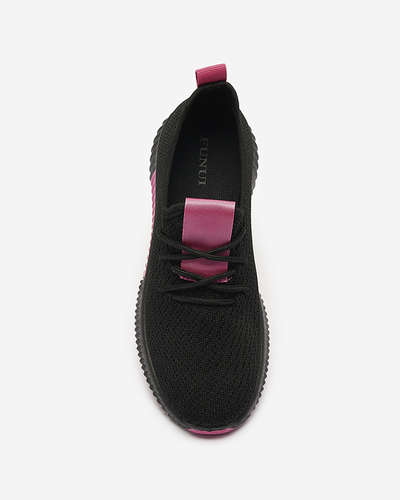Chaussures de sport noires pour femmes avec empiècements fuchsia Keteti - Chaussures