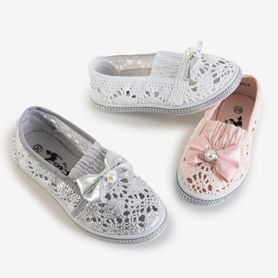 OUTLET Slip en dentelle rose pour enfants Ozana - Chaussures