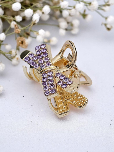 Royalfashion Barrette avec strass Pince dorée