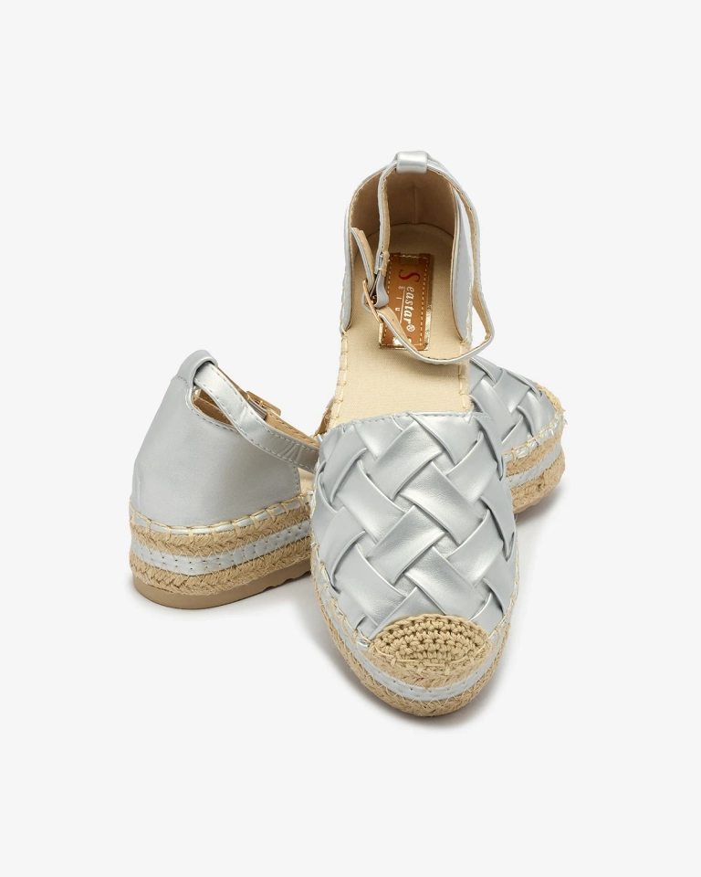 Royalfashion Espadrilles argentées pour femme avec motif tressé Cacod