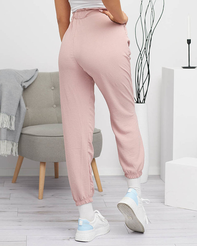 Pantalon en tissu pour femme rose GRANDE TAILLE - Vêtement