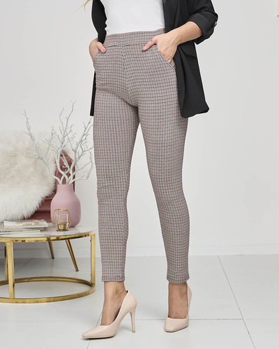 Treggings à carreaux marron et noir pour femmes - Vêtements