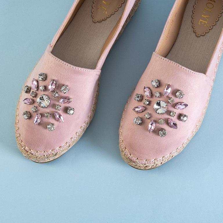 Espadrilles pour femmes rose clair avec ornements Lucil - Footwear