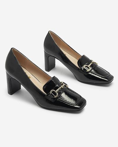 Escarpins laqués de style mocassin pour femmes en noir Koccol- Footwear