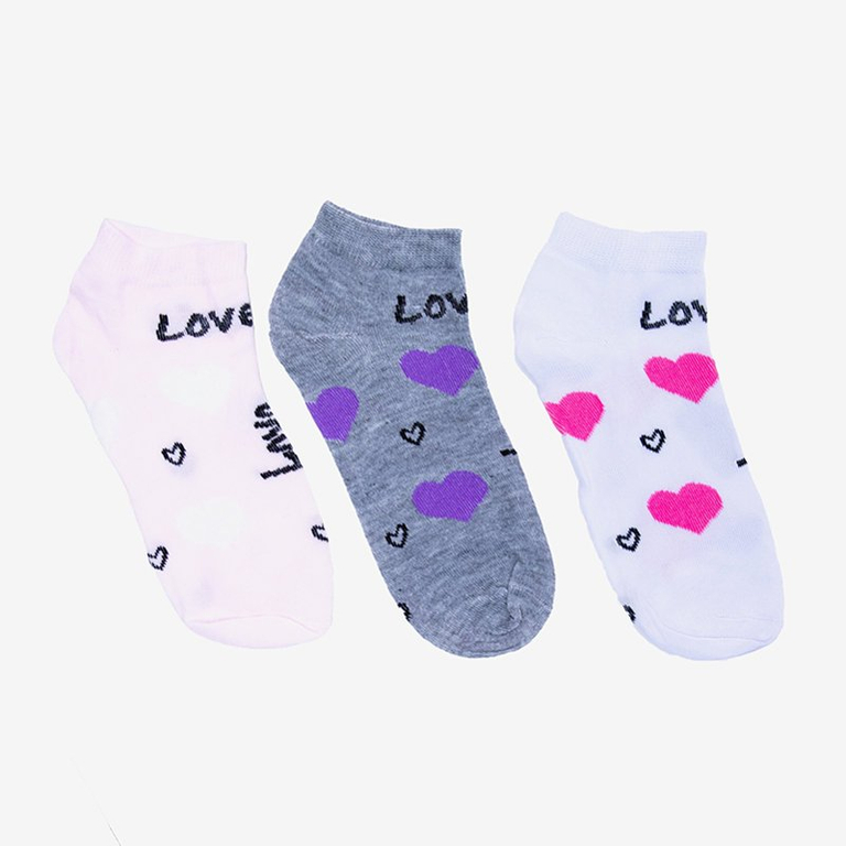Pieds en forme de coeur multicolores pour femmes 3 / paquet - Chaussettes