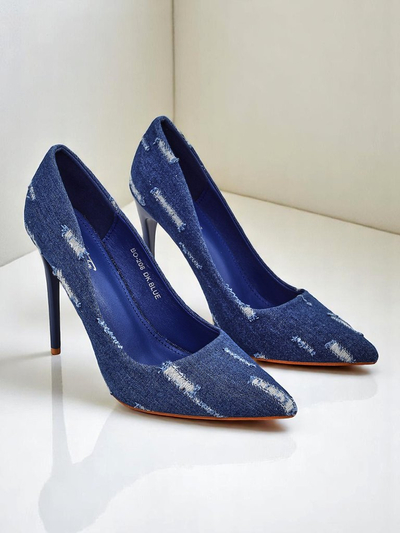 Royalfashion Escarpins à talons aiguilles pour femme, Denim Chic