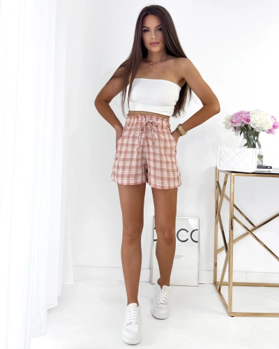 Royalfashion Short femme rose à carreaux
